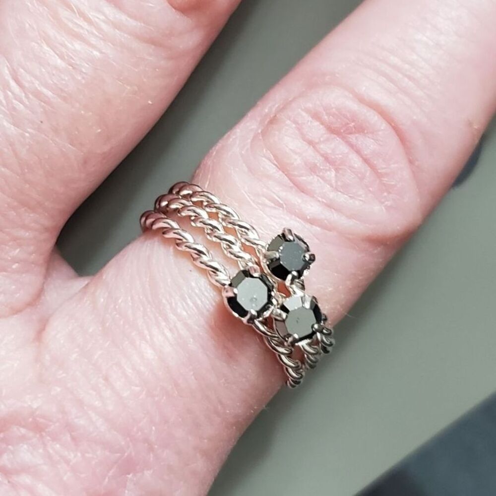Silver tone stackable ring set Size 6.5 - Picture 3 of 8